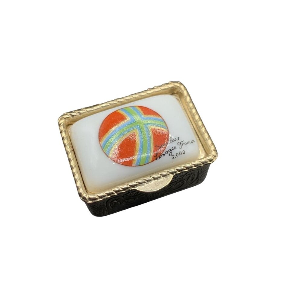 Limoge France Pill Box Sinclair Signed Hand Painted Collectible Trinket Box Gold